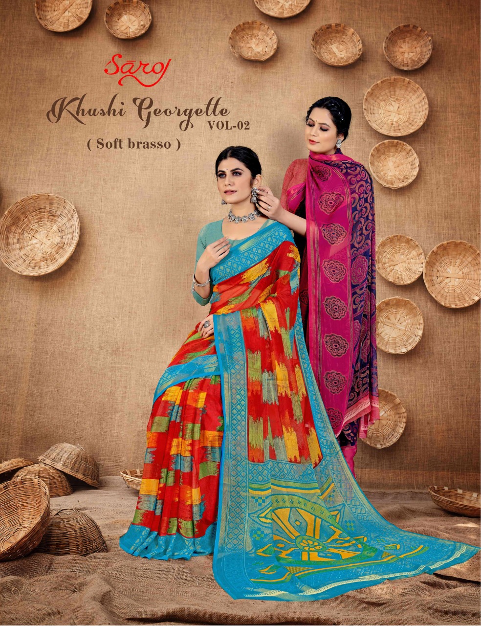 saroj saree Khushi Georgette VOL 2 Brasso Print gorgeous look saree catalog
