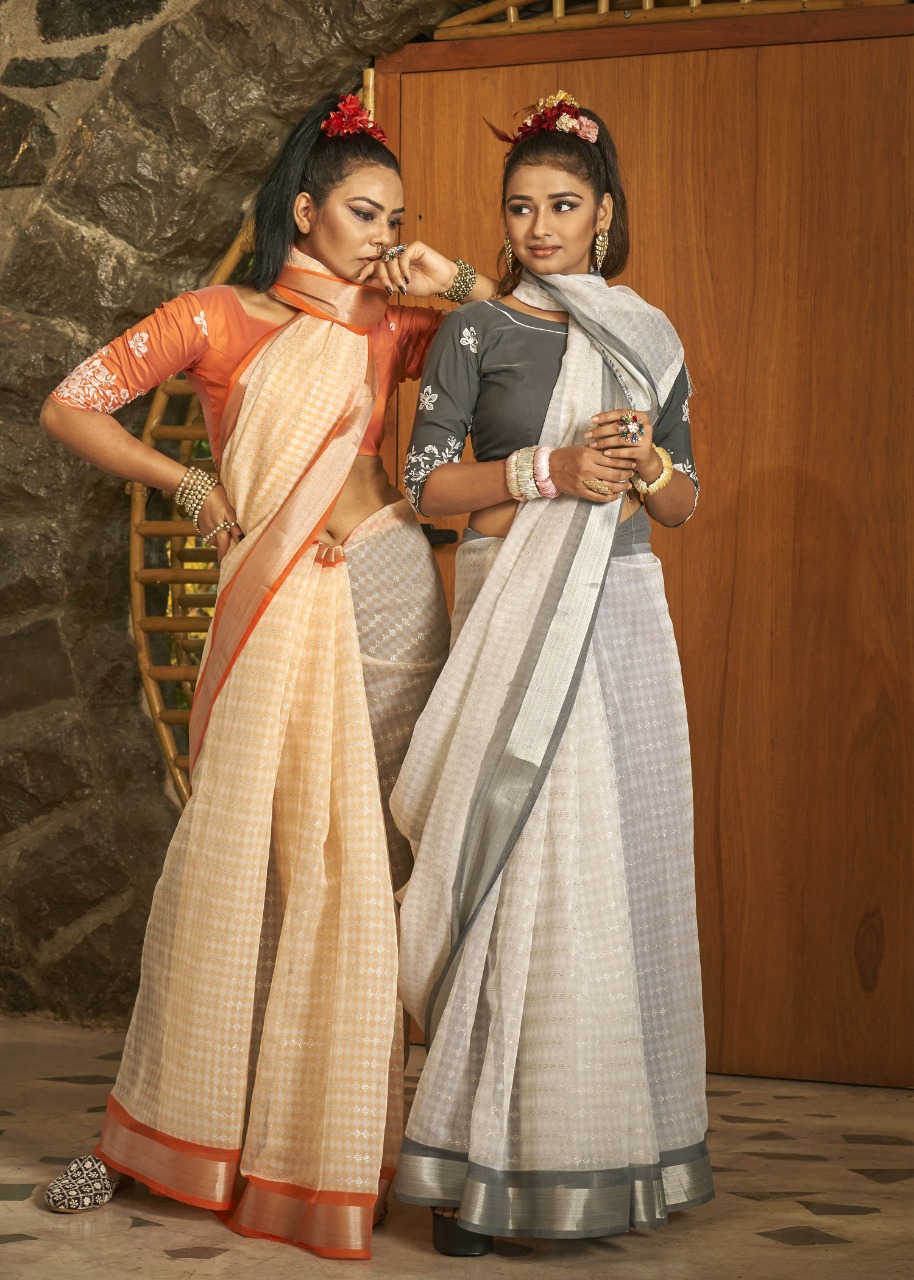 triveni iconic organza elegant look saree catalog