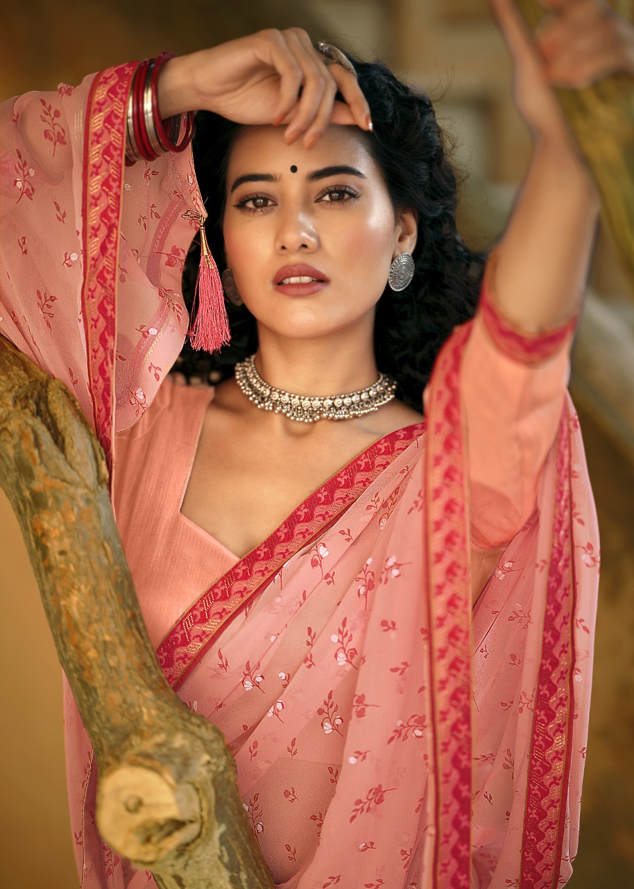 vallabhi print jeeva georgette astonishing print saree catalog