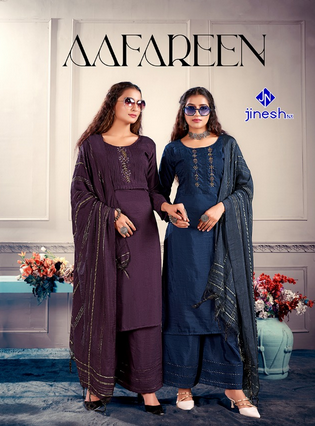 jinesh nx aafreen parampara silk beauiful colours kurti pant with dupatta catalog