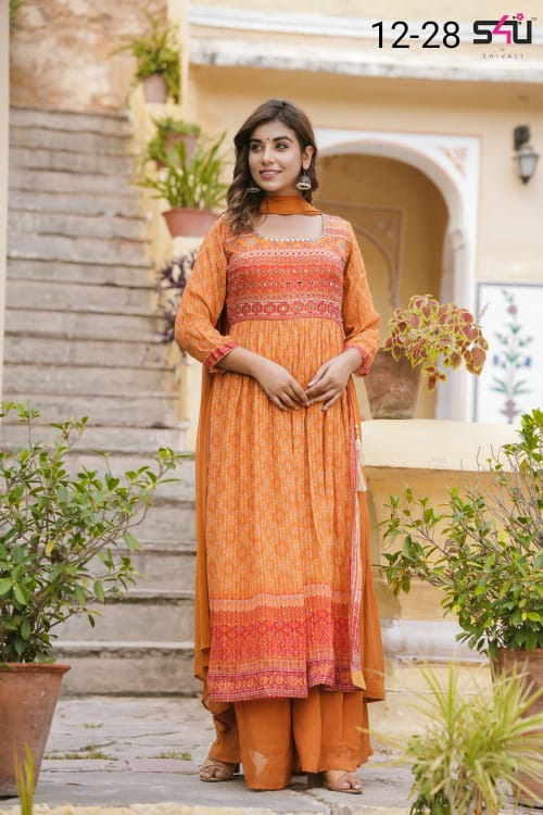 s4u s4u 12-28 fancy gorgeous look kurti with pant and dupatta size set
