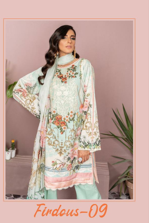 Deepsy suits firdous vol 9 Printed pakistani dress Material wholesaler