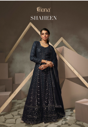 fiona Shaheen georgette decent embroidery look top with dupatta catalog