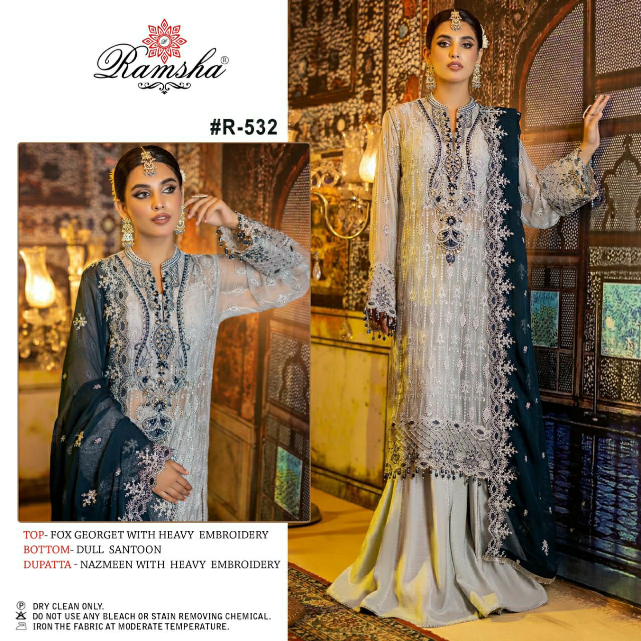 ramsha r-532 georgrtte elegant salwar suit single