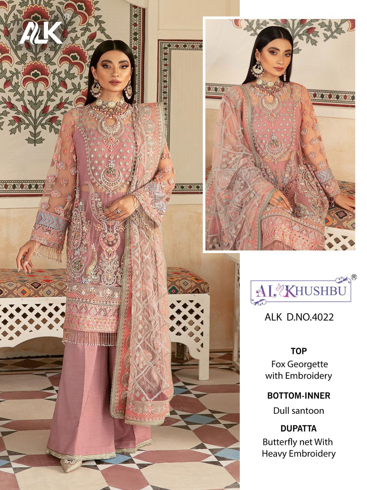al khushbu alk d no 4022 georgette graceful look salwar suit catalog