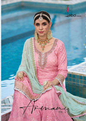 eba lifestyle armani vol 4 Georgette gorgeous look salwar suit catalog