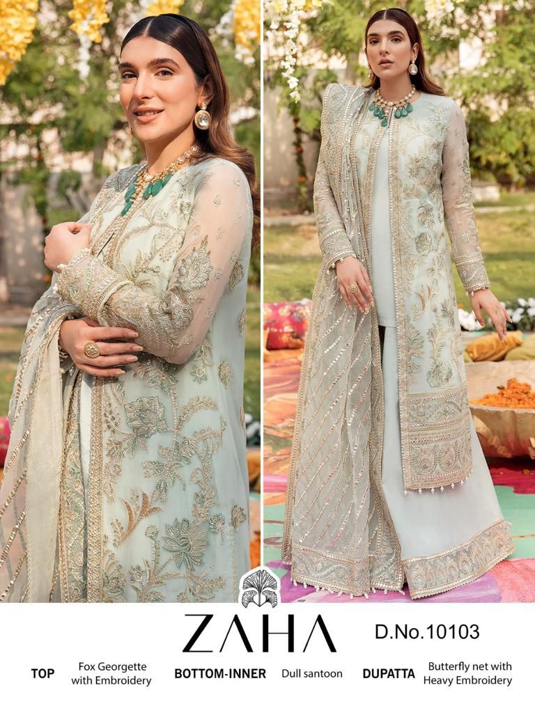 zaha zarina vol 1 d no 10103 georgette graceful look salwar suit single