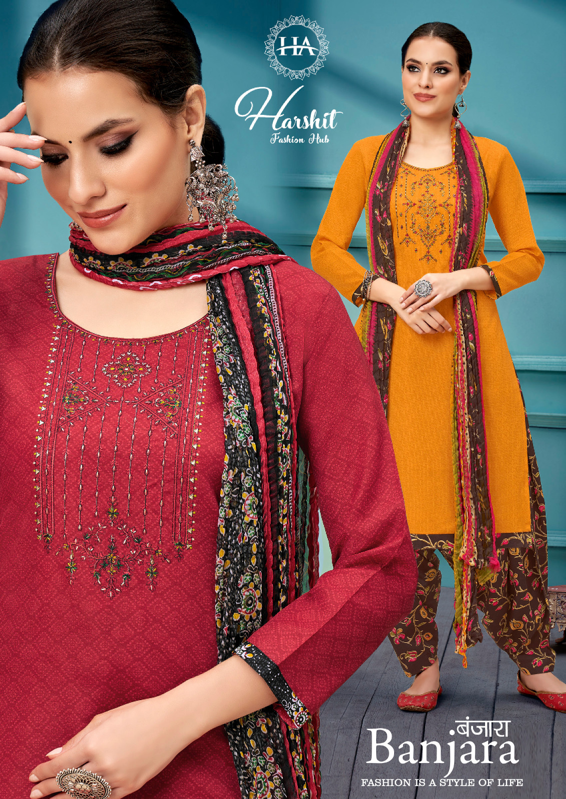 harshit fashion banjaran cotton regal look salwar suit catalog
