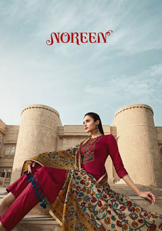 lt noreen cotton  authentic fabric top bottom with dupatta catalog