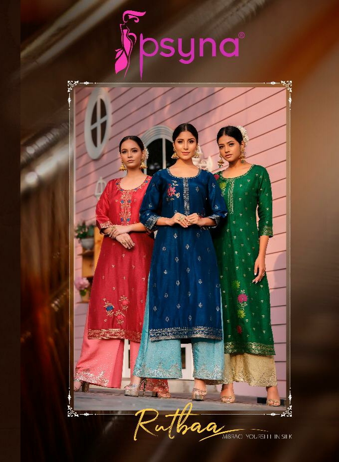 psyna rutba silk innovative style kurti with bottom catalog