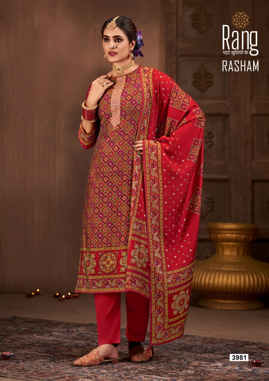 rang rasham muslin attrective look salwar suit catalog