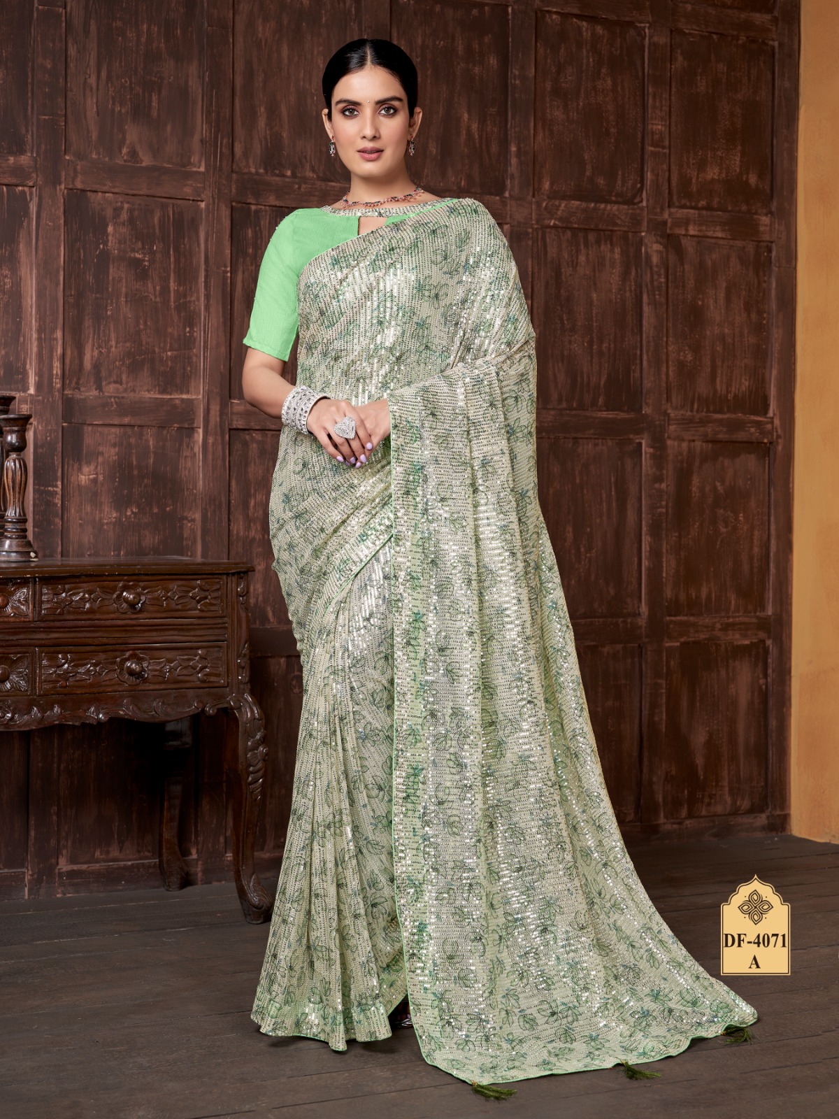 the style df 4071 flower print innovative look saree  catalog