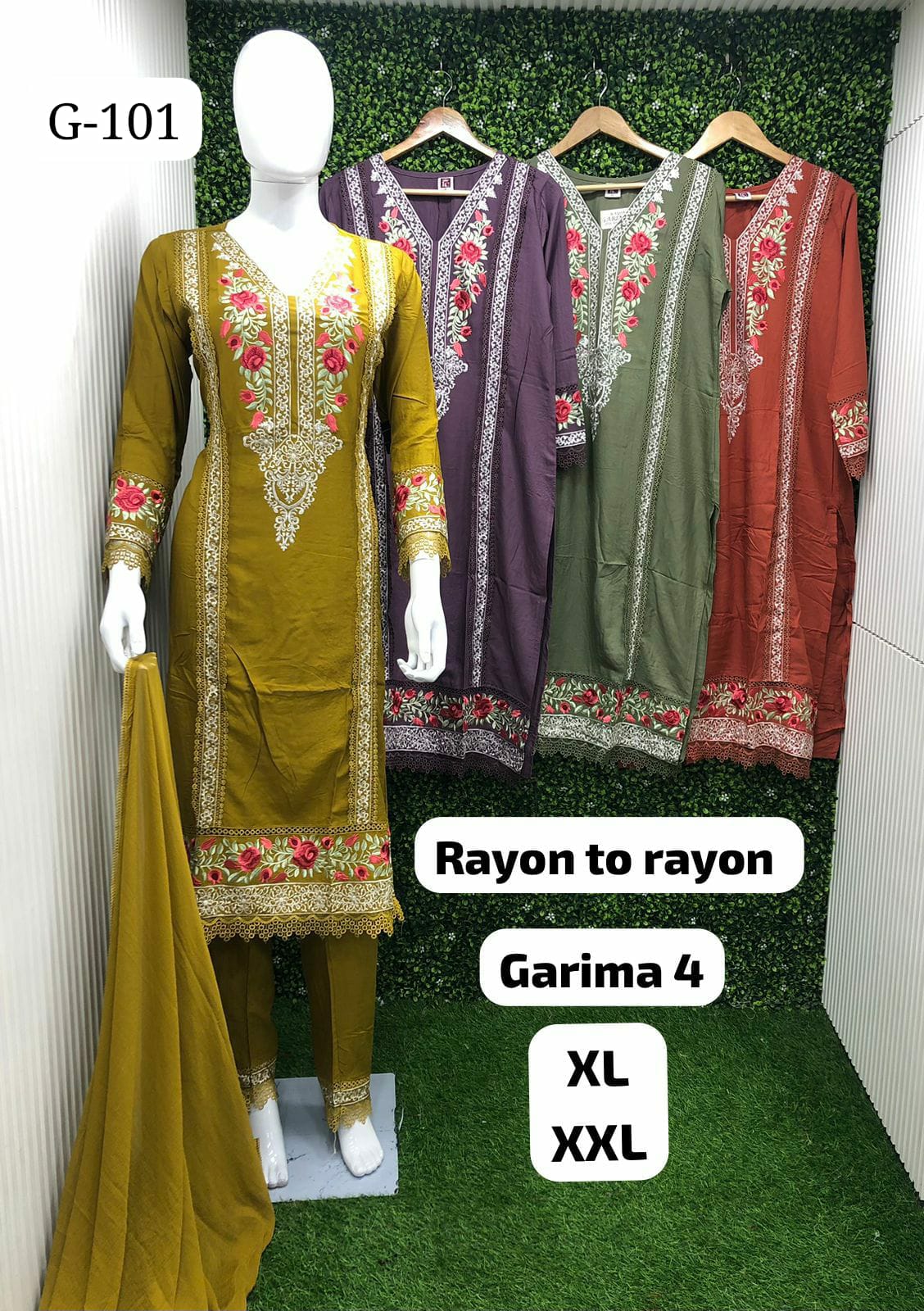 gaabha d no 101 rayon innovative look kurti pant with dupatta catalog