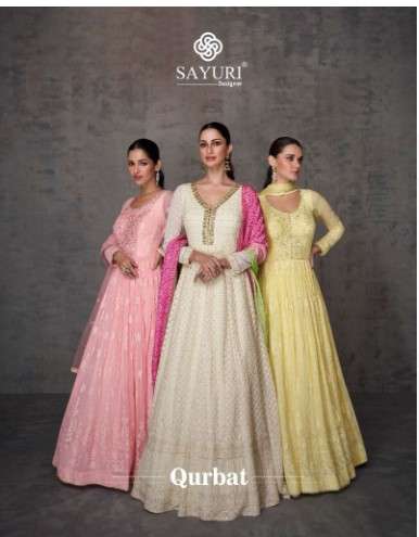 sayuri designer qurbat georgette regal look indo western catalog