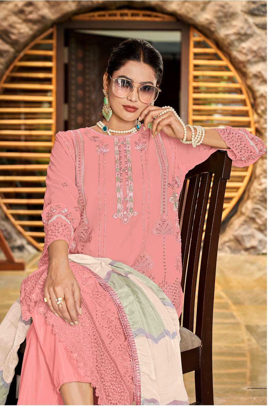 banwery afreen faux georgeete catchy look salwar suit catalog
