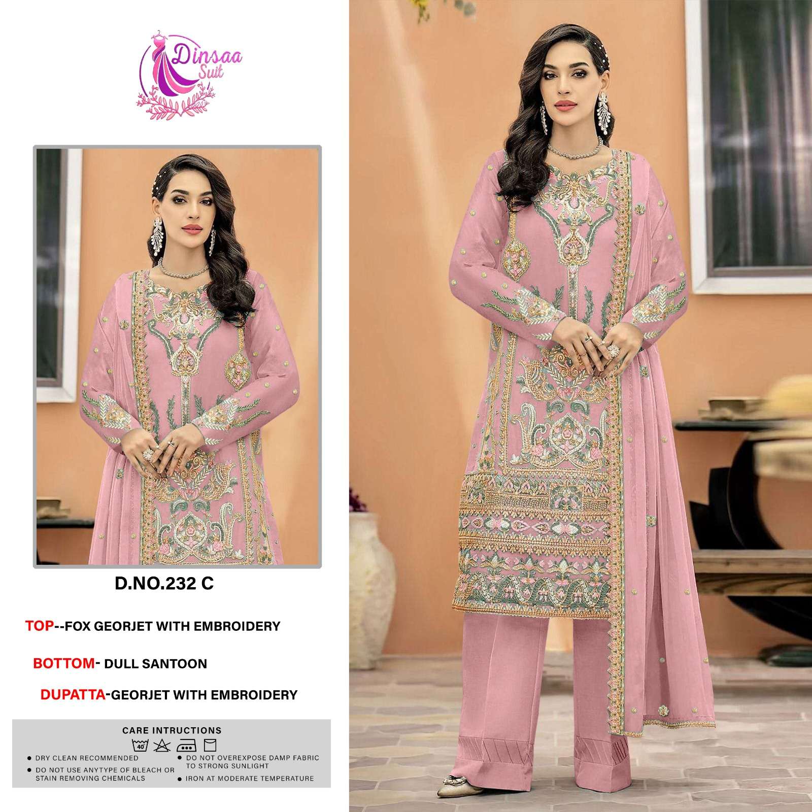 dinsaa suit d s no 232 gerogette catchy look salwar suit catalog