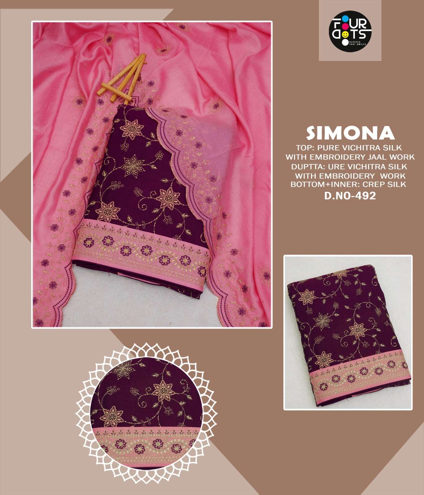 four dots simona vichitra silk elegant salwar suit catalog
