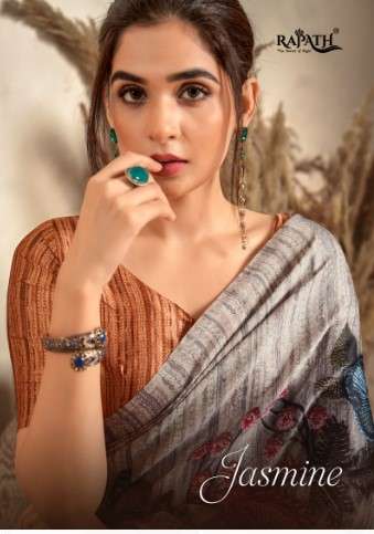 rajpath jasmine silk satin crep catchy look saree catalog