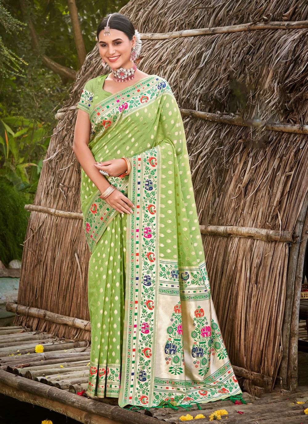 sangam prints bunawat mora piya Paithani Silk catchy look saree catalog