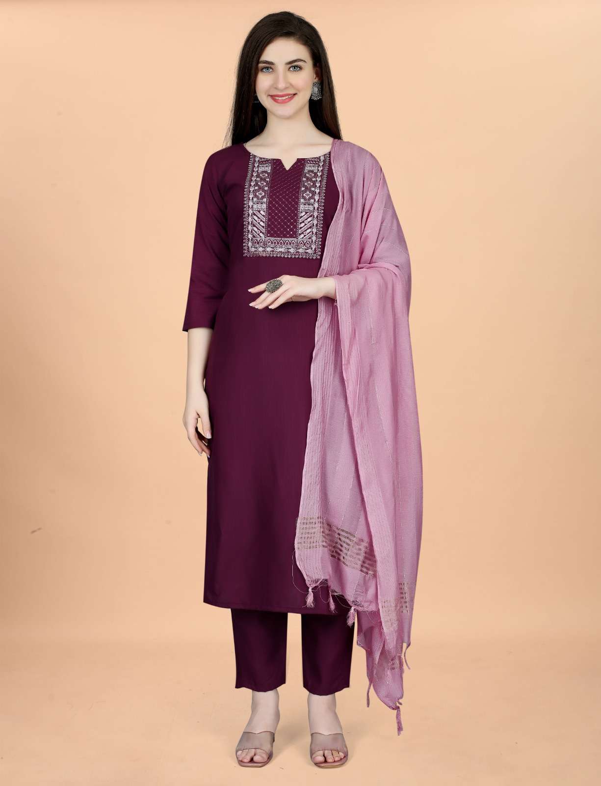 vivera international player 4 cotton new and modern look top bottom with dupatta  size set