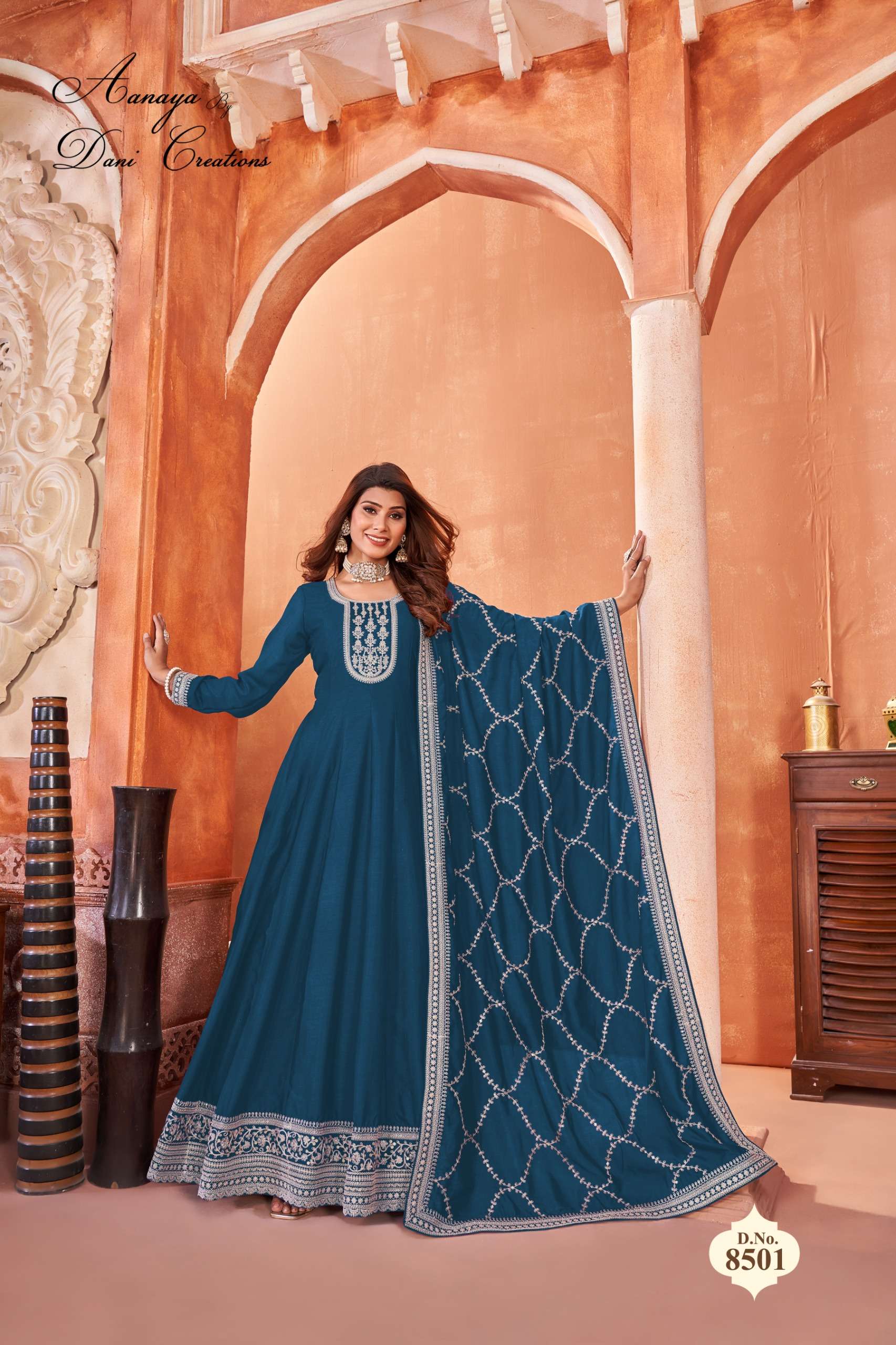 dani aanaya vol 185 art silk innovative look salwar suit catalog
