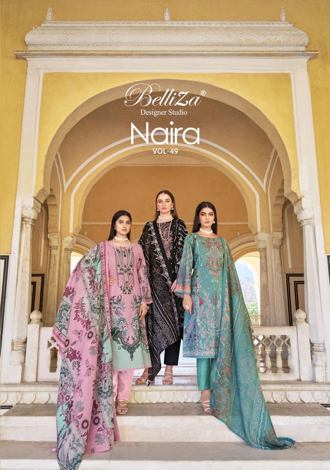 belliza designer studio naira vol 49 cotton catchy look salwar suit catalog