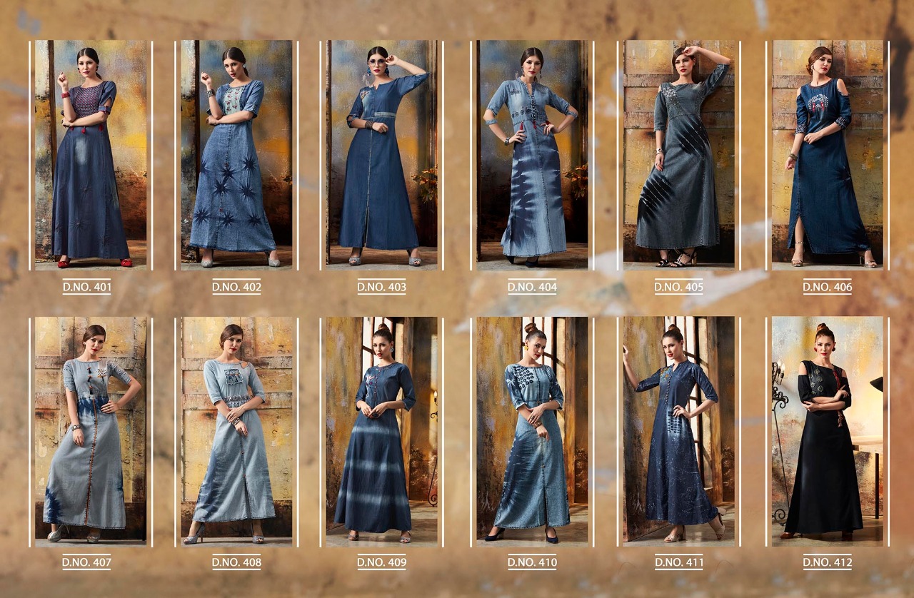 Kajree Fashion blue lee denim gowns Catalog