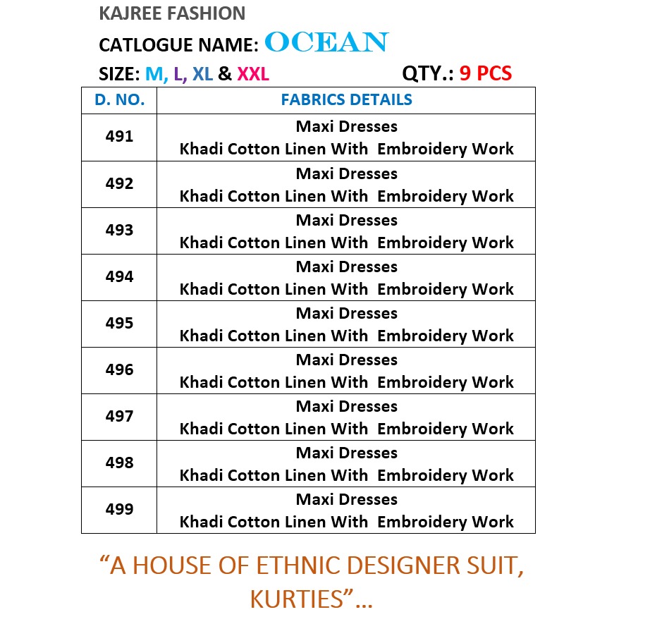 Kajree Fashion ocean Kurties Catalog Supplier