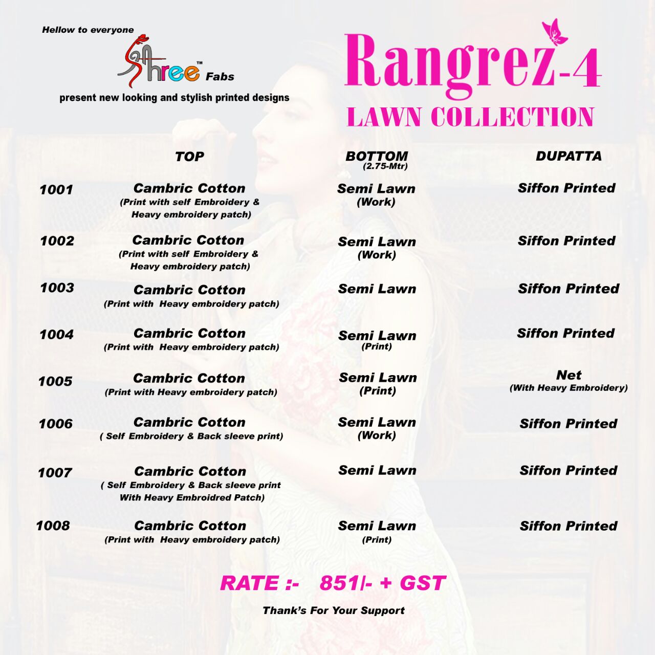 Shree Fabs rangrez 4 lawn Collection Salwar Kameez Collection Dealer