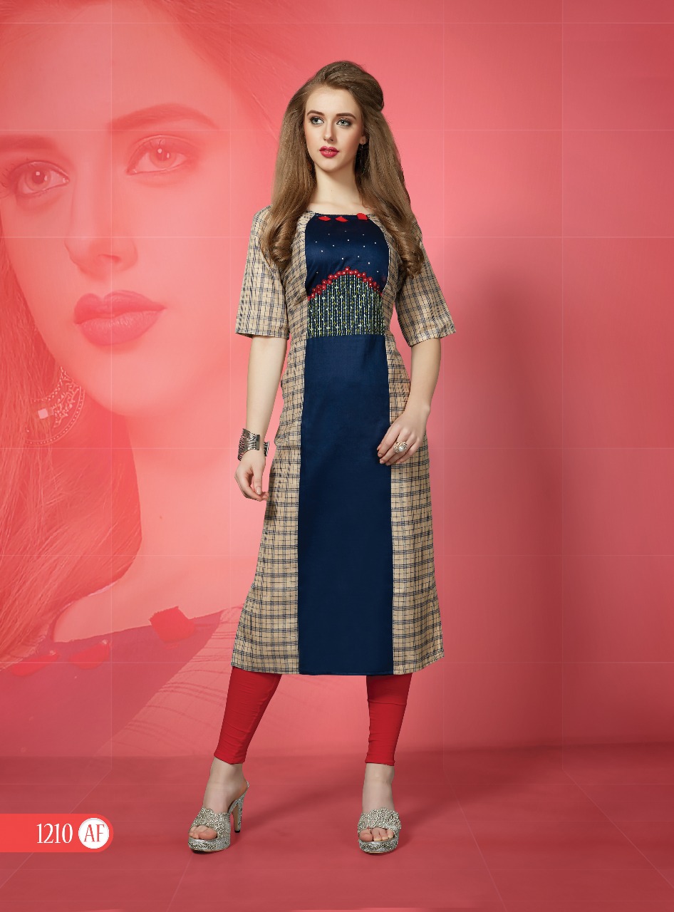 Arena fashion presents checkered concept of cotton weave checks kurtis