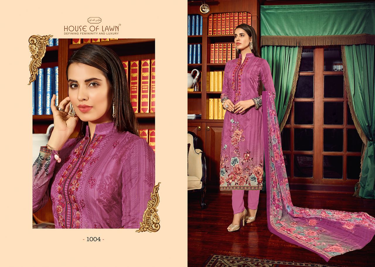 House of lawn presenting muslin vol 10 Festive collection of pure cotton printed with embroidery work salwar kameez