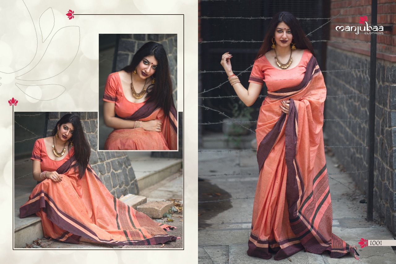 Manjubaa clothing  launch lotus vol 10  summer wear cotton sarees