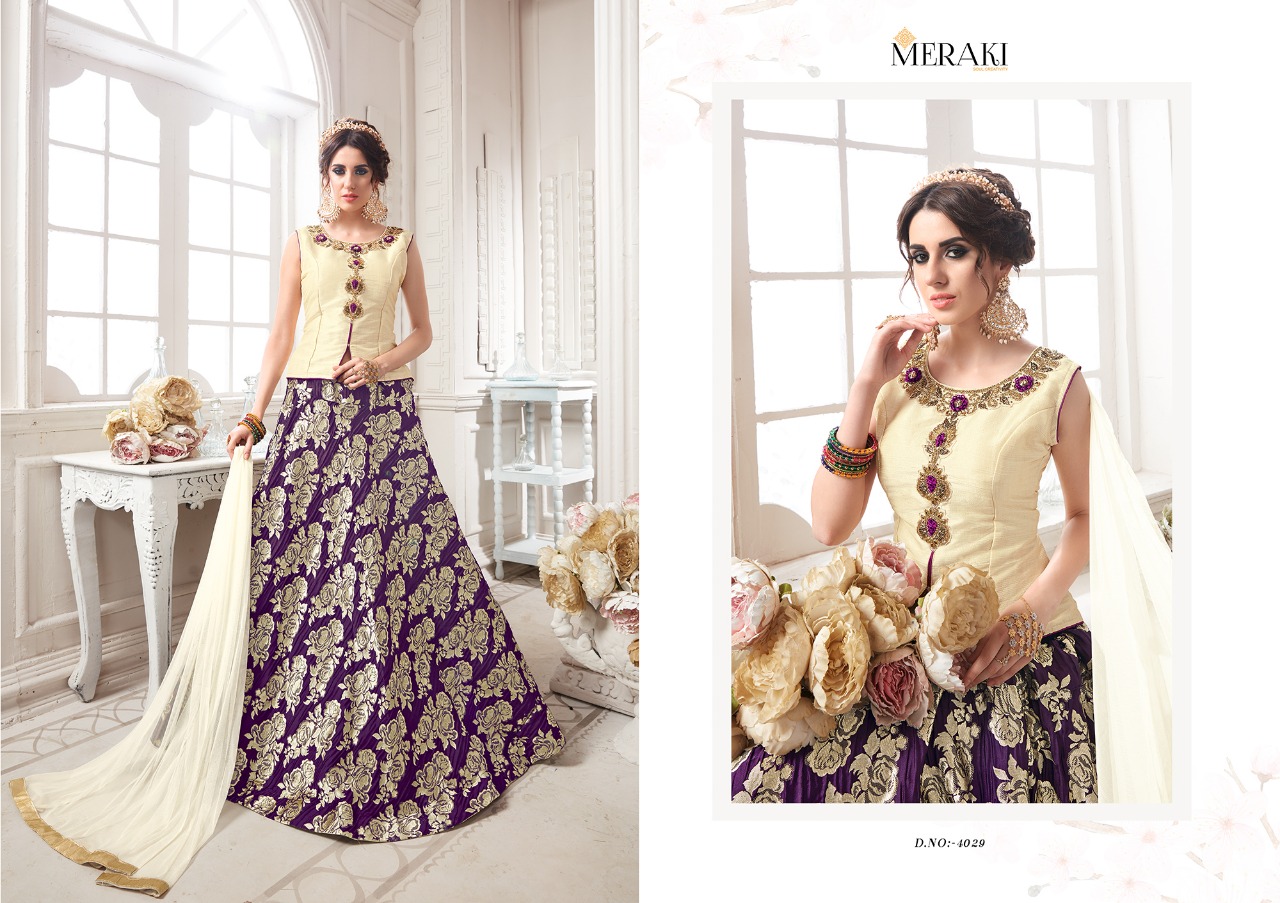 Meraki by raaga presents Mesmerising collection of stylish crop top with lengha