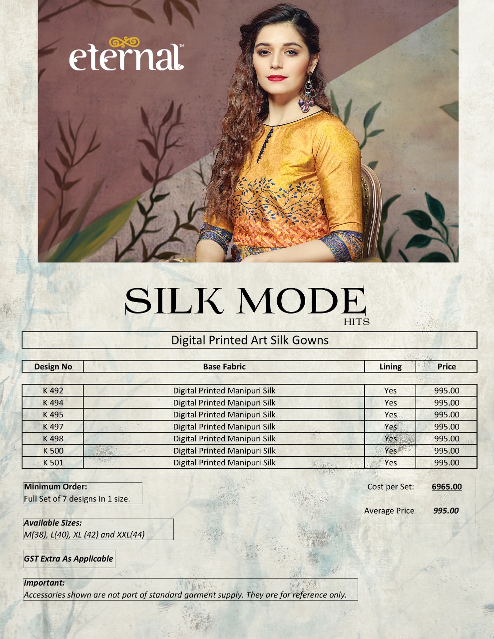 Presenting Silk mode hits by eternal summer collection of digital printed manipuri silk with Inner long kurtis