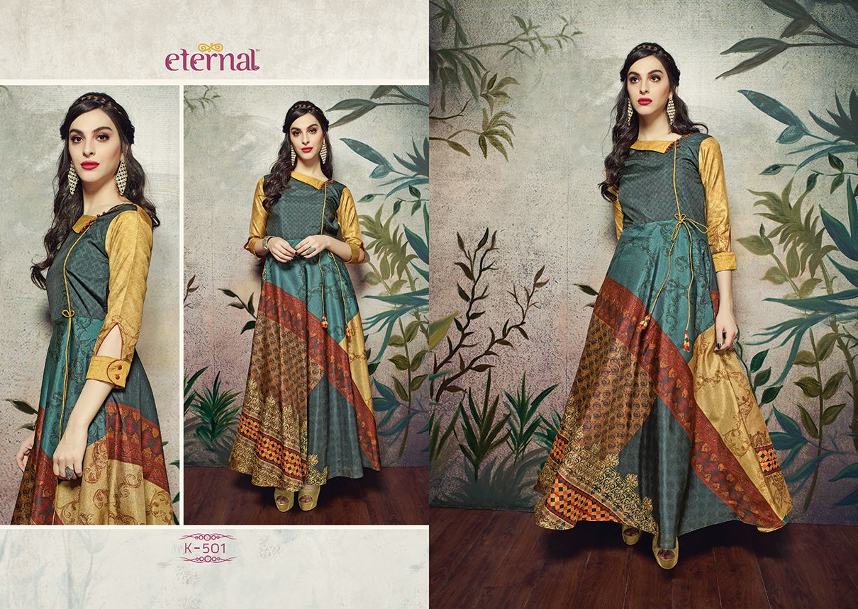 Presenting Silk mode hits by eternal summer collection of digital printed manipuri silk with Inner long kurtis