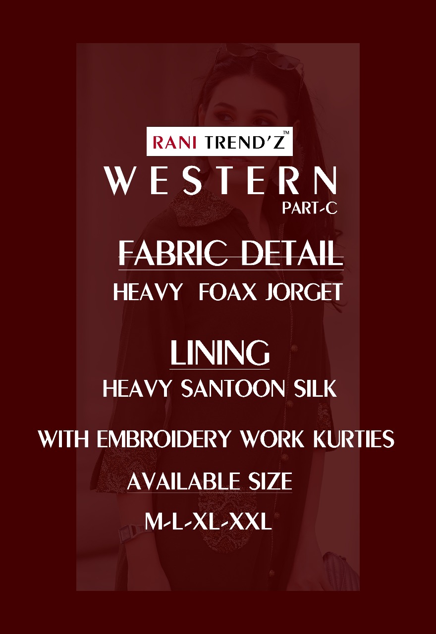Rani trendz presents western part c summer collection georgette kurtis