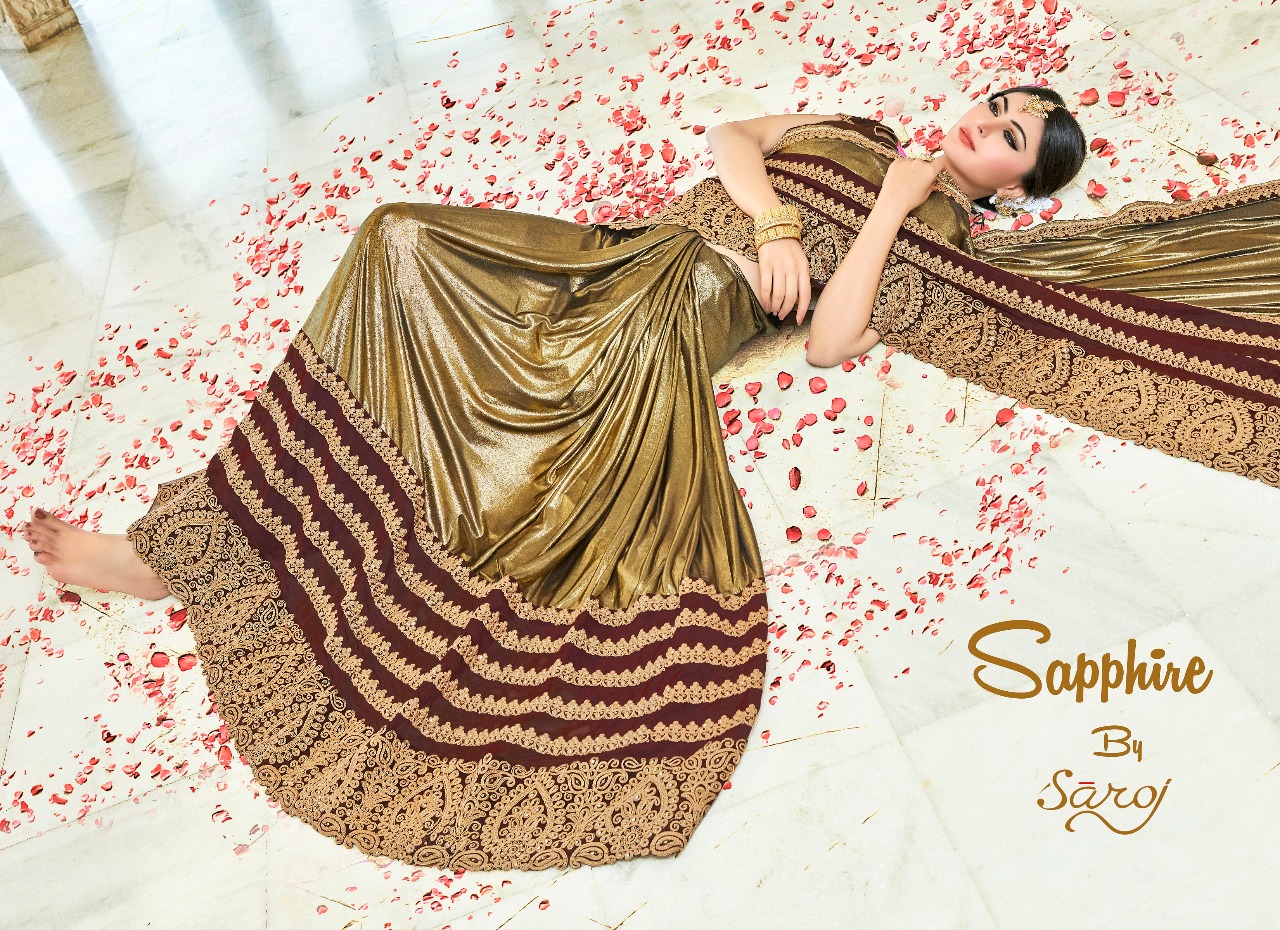 Saroj brings sapphire designer saree with blouse