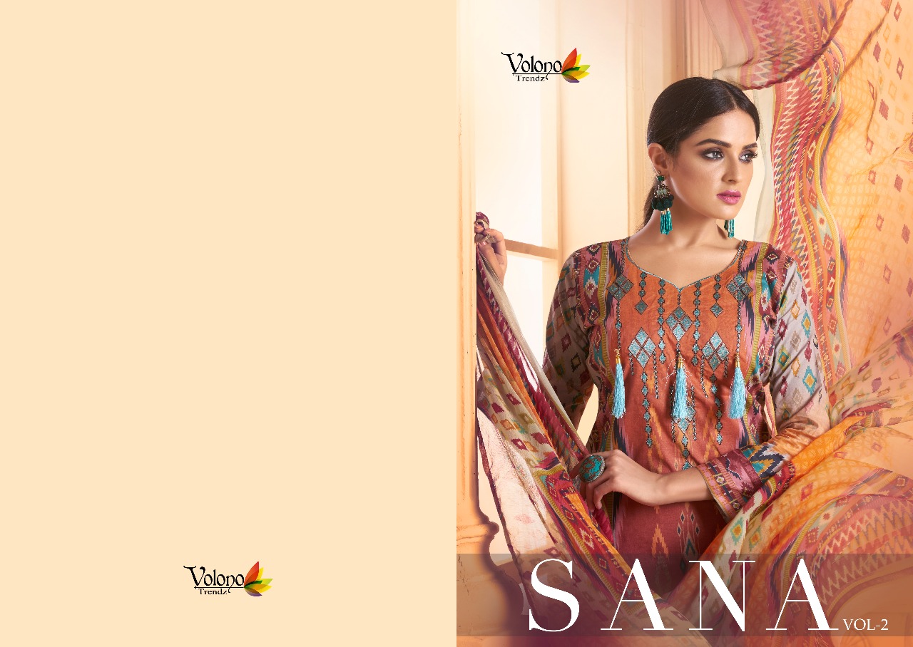 Volono trendz presents sanaa vol 2 premium lawn collection of salwar kameez