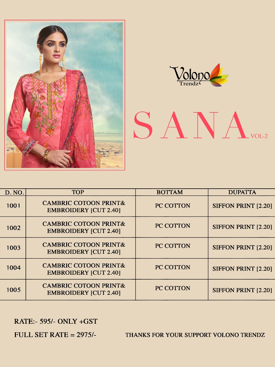 Volono trendz presents sanaa vol 2 premium lawn collection of salwar kameez