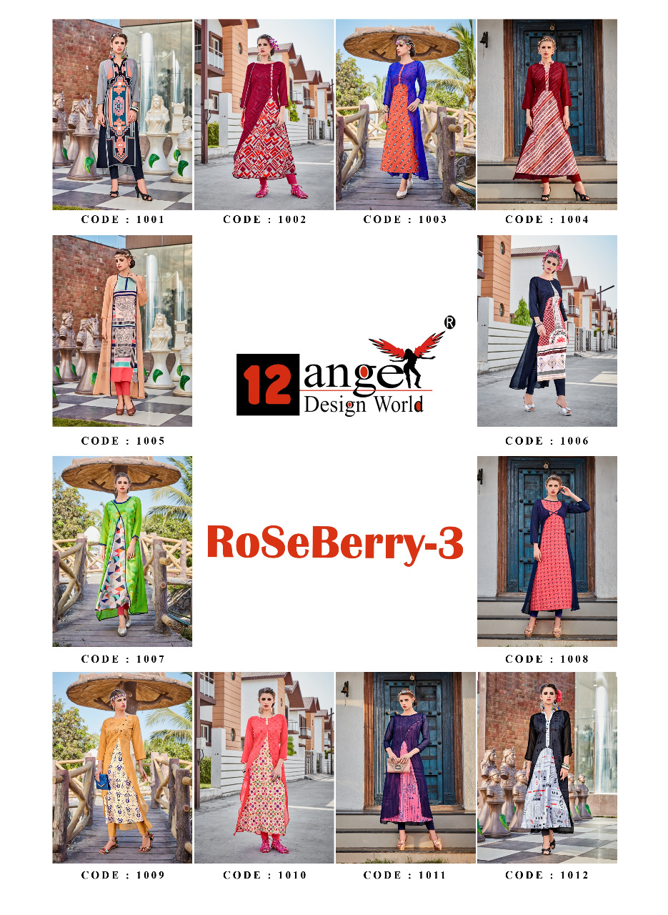 12 Angel launch rose berry 3 Exclusive fancy long kurtis