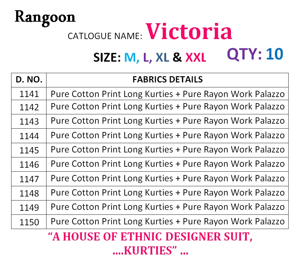 Rangoon presents victoria cotton printed long kurtis