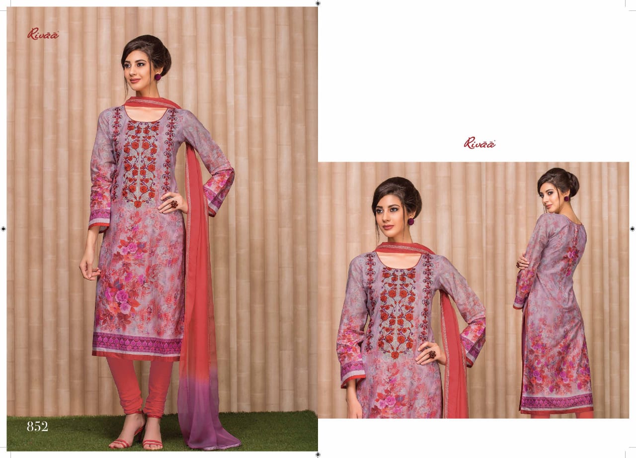 Rivaa presents sunehri beautiful spring summer wear cotton printed salwar kameez