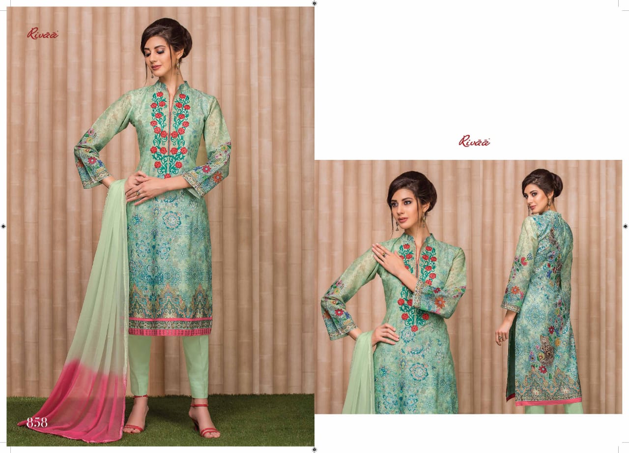 Rivaa presents sunehri beautiful spring summer wear cotton printed salwar kameez