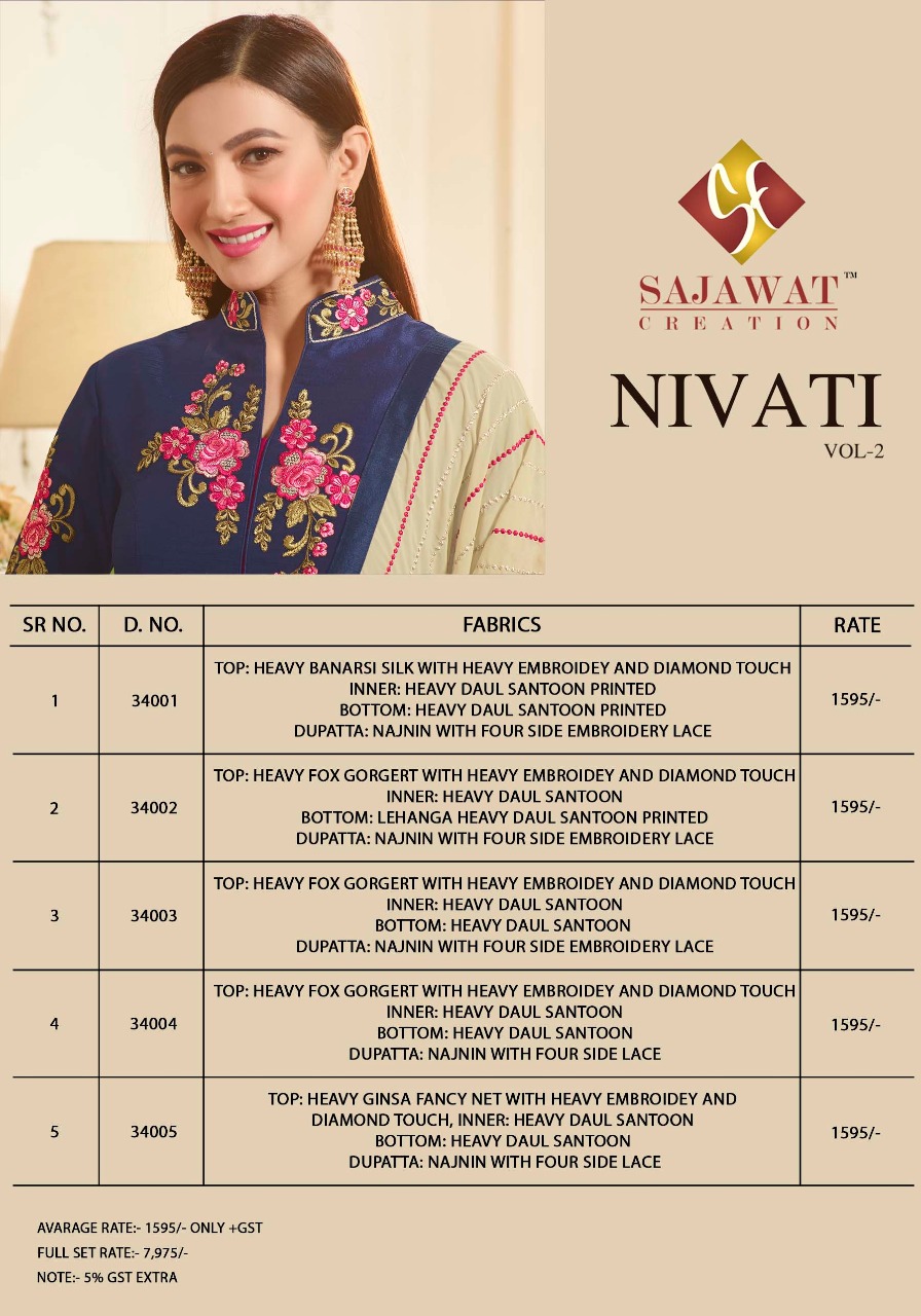 Sajawat creation Launching nivati vol 2 designer wear gowns
