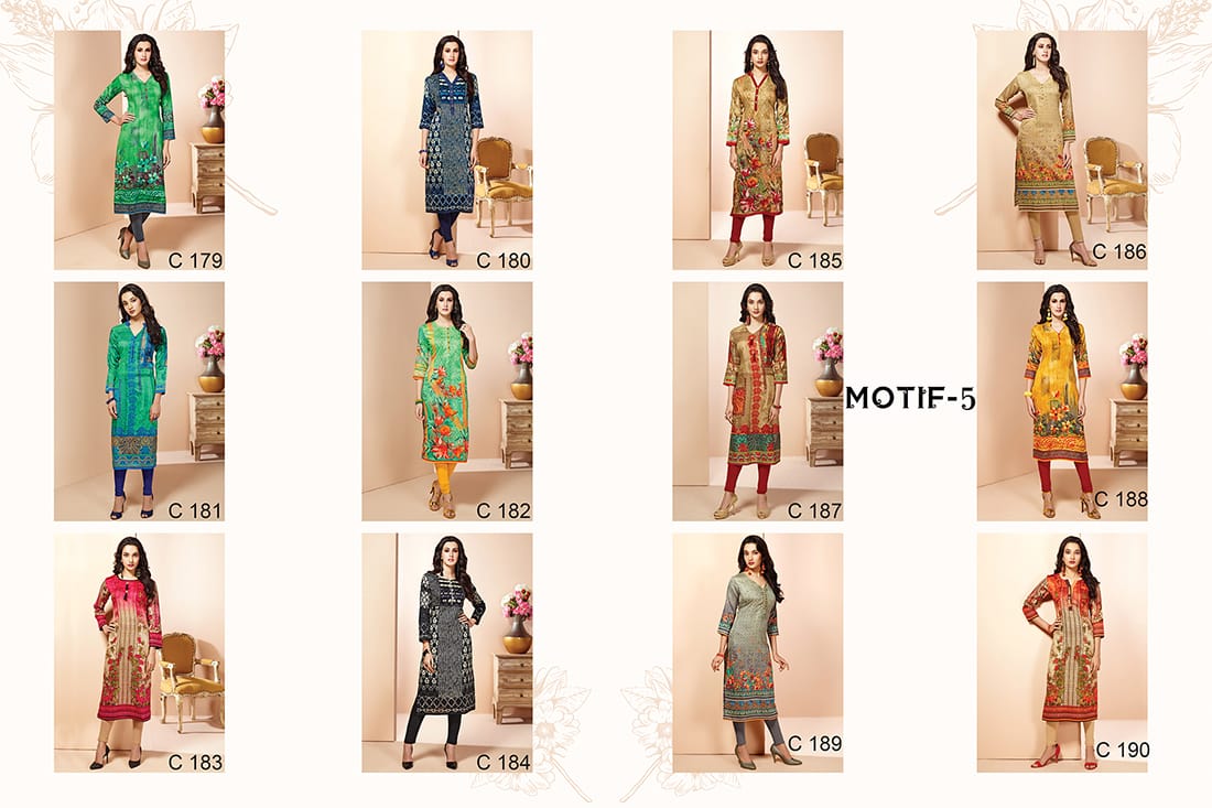 Top dot presenting motif 5 casual wear collection of kurtis