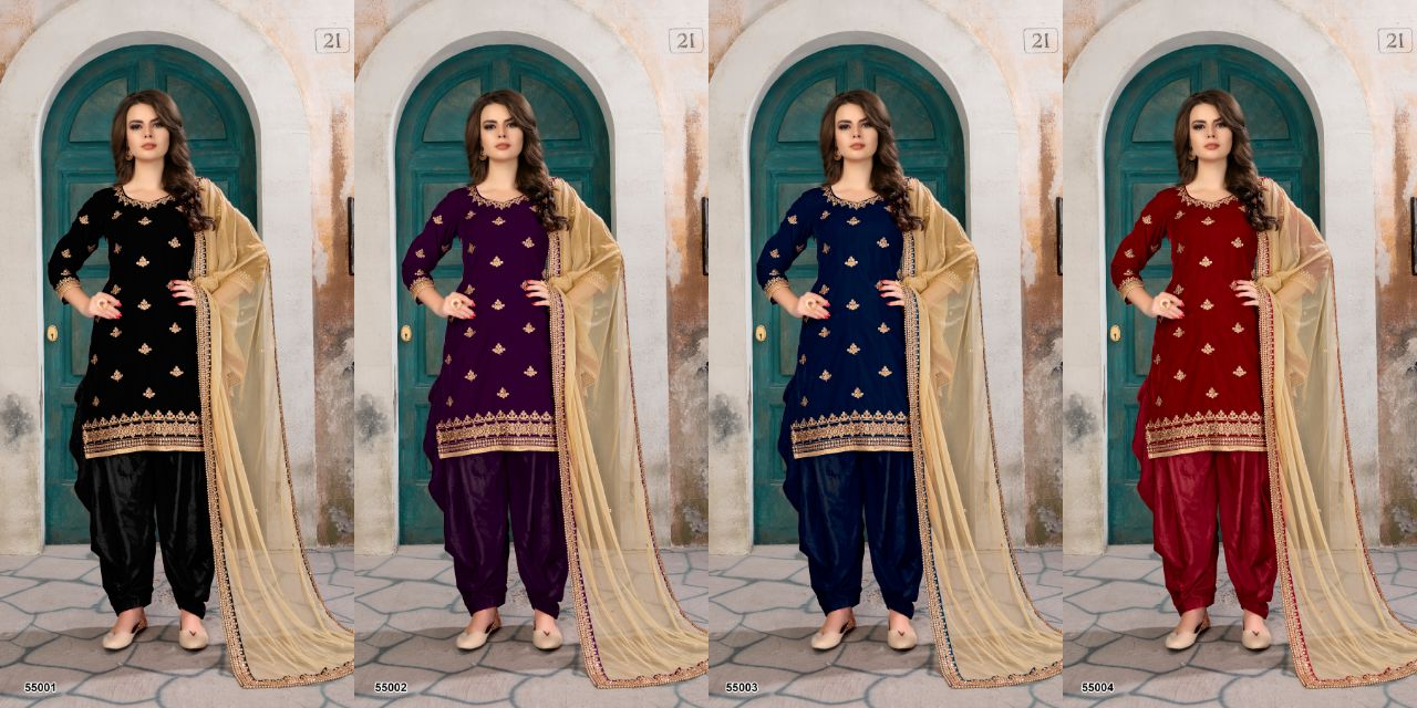 Aanaya presenting 55000 series exclusive velvet fabric salwar kameez
