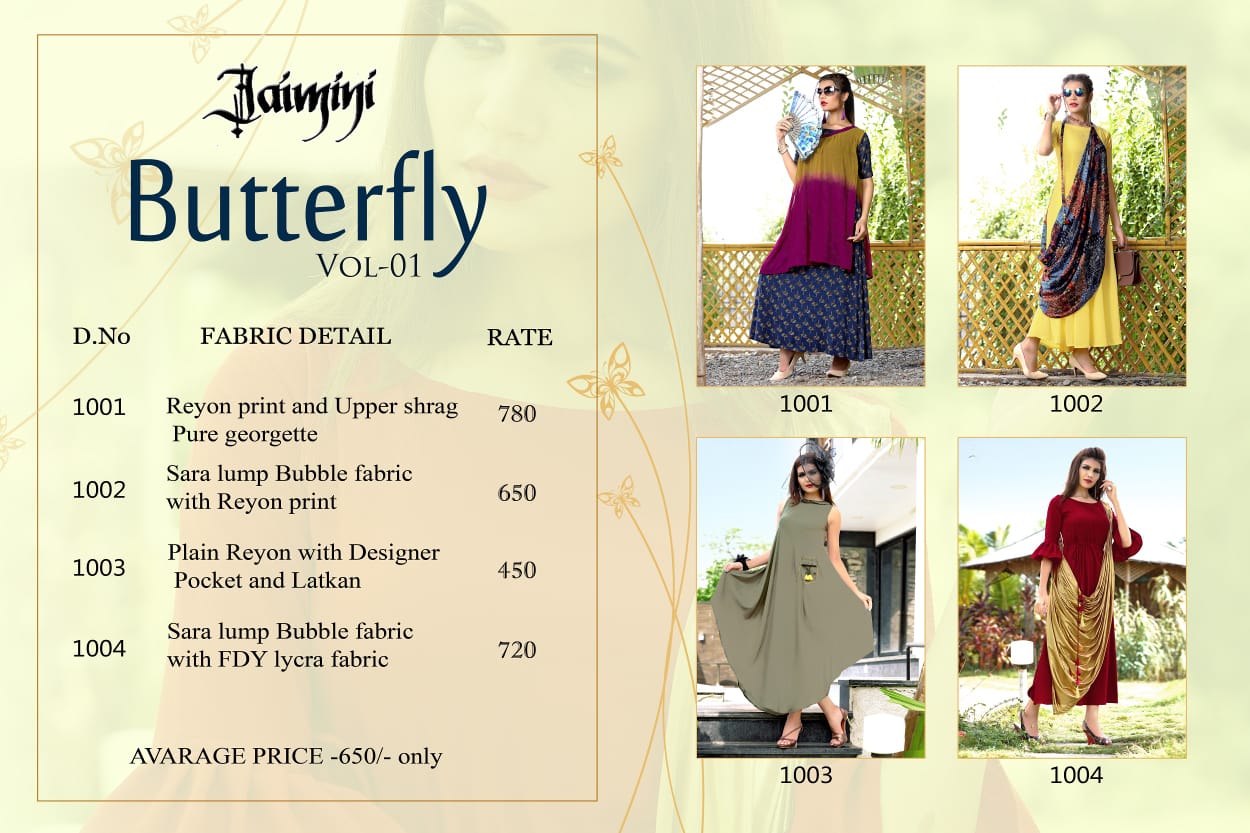 Jaimini Presents butterfly vol 1 Stylish Collection of kurtis