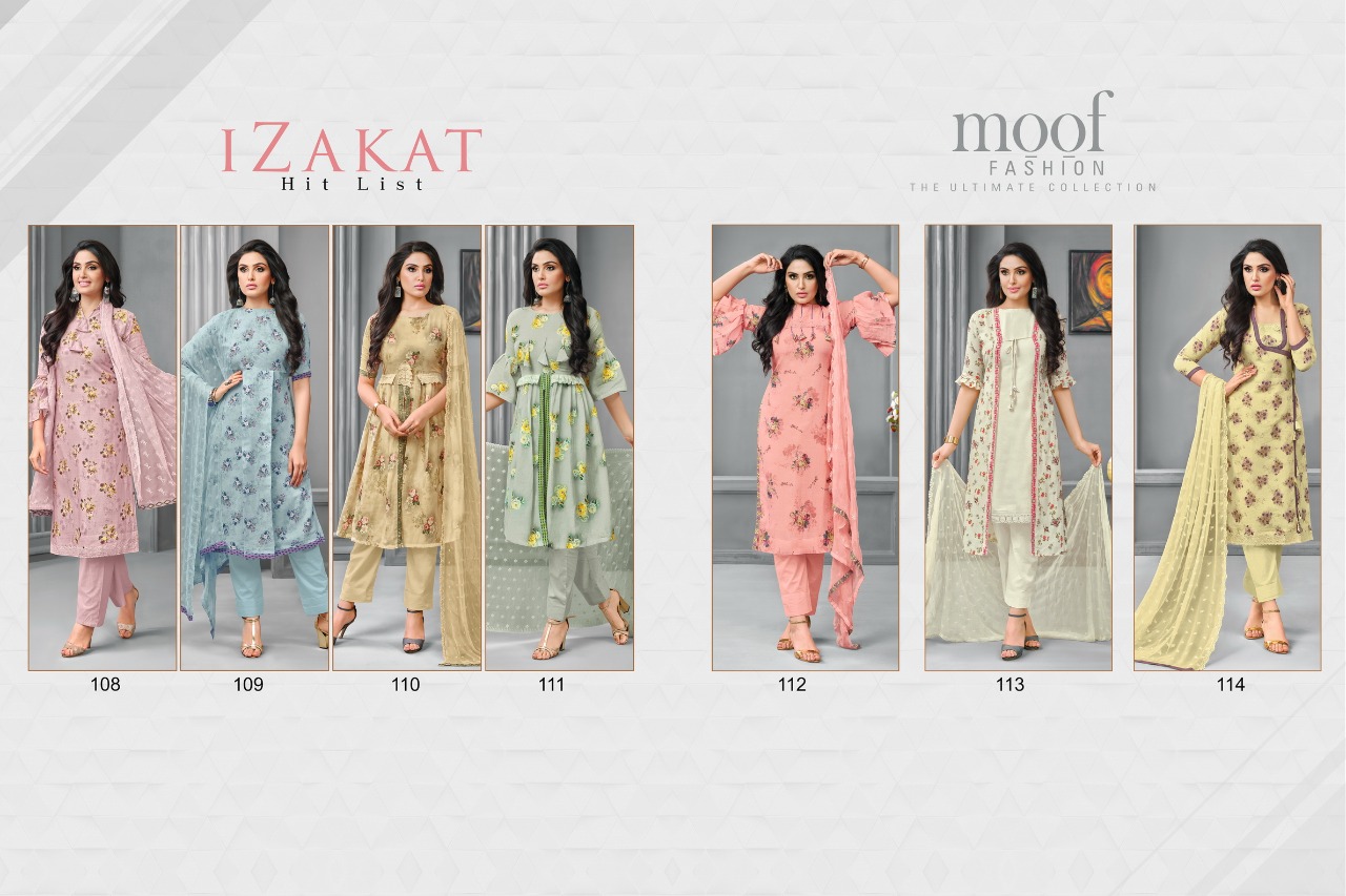 Moof fashion presents izakat fancy casual wear salwar kameez collection