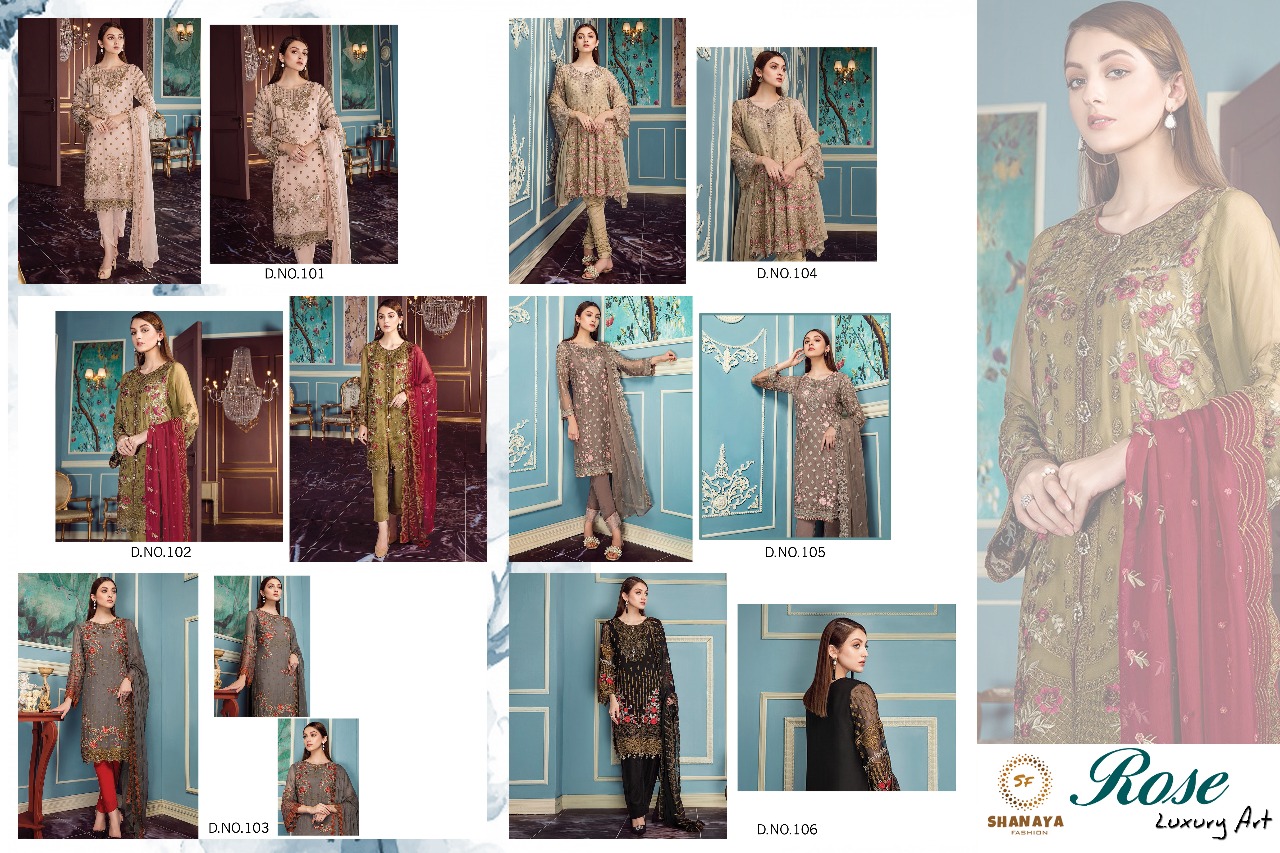 Shanaya fashion presents rose luxury art new pakistani concept salwar kameez collection