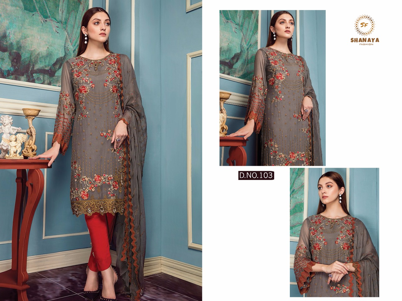 Shanaya fashion presents rose luxury art new pakistani concept salwar kameez collection